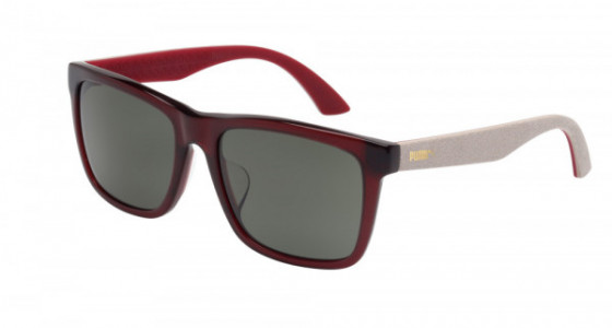 Puma PU0040SA Sunglasses, RED with IVORY temples and GREEN lenses