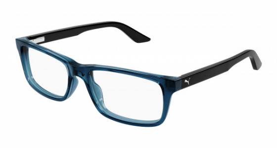 Puma PJ0009O Eyeglasses, 009 - BLUE with BLACK temples and TRANSPARENT lenses