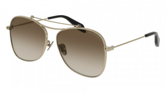 Alexander McQueen AM0096SA Sunglasses, 004 - GOLD with BROWN lenses