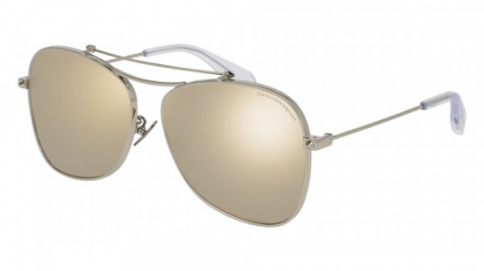 Alexander McQueen AM0096SA Sunglasses, 005 - SILVER with GOLD lenses
