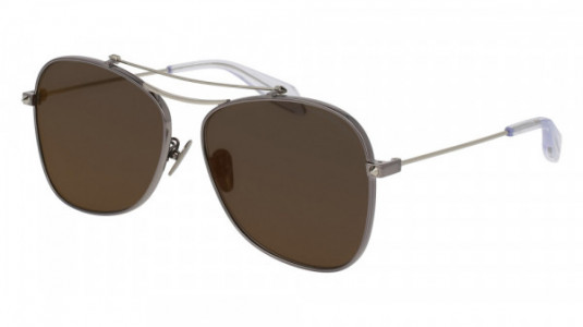 Alexander McQueen AM0096SA Sunglasses, 006 - RUTHENIUM with SILVER temples and RED lenses