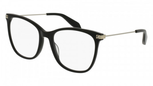 Alexander McQueen AM0089O Eyeglasses, 001 - BLACK with SILVER temples
