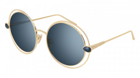 Boucheron BC0029S Sunglasses, 005 - BLUE with GOLD temples and BLUE lenses