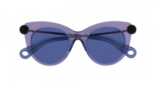 Christopher Kane CK0012S Sunglasses, 005 - LIGHT-BLUE with SILVER temples and BLUE lenses