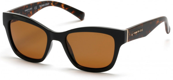 Kenneth Cole New York KC7217 Sunglasses, 01H - Shiny Black / Brown Polarized Lenses