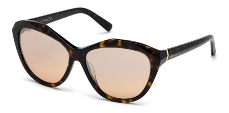Swarovski SK0136 Sunglasses, 52G - Dark Havana / Brown Mirror