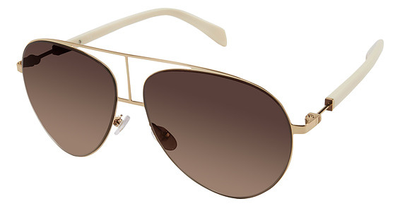 Balmain 2103 Sunglasses, C03 Gold / Ivory (Gradient Brown)
