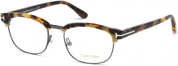 Tom Ford FT5458 Eyeglasses, 056 - Shiny Tortoise, Shiny Dark Ruthenium
