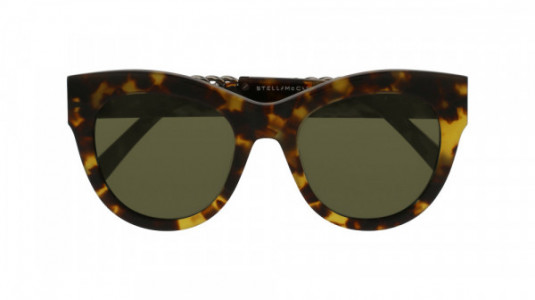 Stella McCartney SC0064S Sunglasses, 003 - HAVANA with RUTHENIUM temples and GREEN lenses