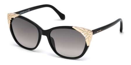 Roberto Cavalli CASTAGNETO Sunglasses, 01B - Shiny Black / Gradient Smoke