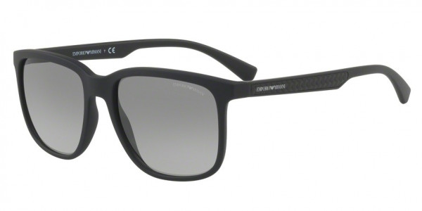 Emporio Armani EA4104 Sunglasses, 506311 BLACK RUBBER (BLACK)