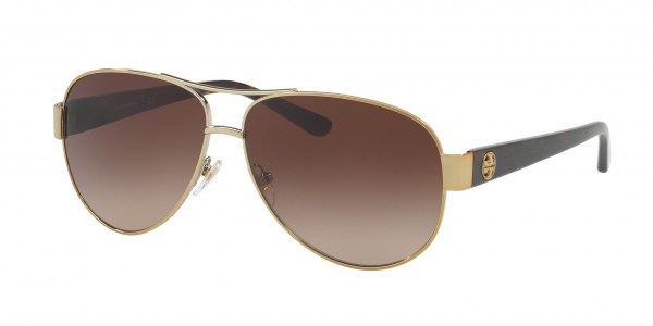 Tory Burch TY6057 Sunglasses, 324013 GOLD DARK BROWN GRADIENT (GOLD)