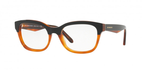 Burberry BE2257 Eyeglasses, 3650 TOP BLACK ON AMBER (BLACK)