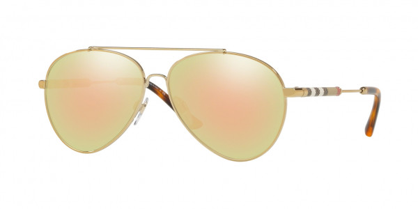Burberry BE3092Q Sunglasses, 11674Z BRUSHED LIGHT GOLD (GOLD)