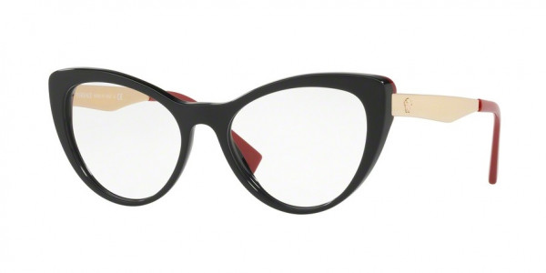Versace VE3244 Eyeglasses, 5239 BLACK/RED (BLACK)