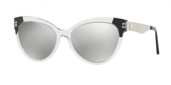 Versace VE4338 Sunglasses, 52436G CRYSTAL/BLACK (CLEAR)