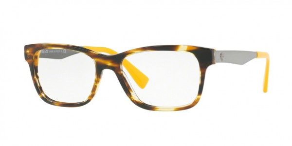 Versace VE3245A Eyeglasses, 5236 STRIPED HAVANA/YELLOW (BROWN)