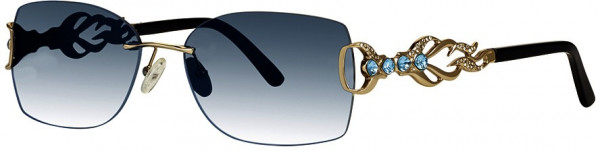 Caviar Caviar 2368 Sunglasses, (21) Gold w/ Blue & Clear Crystals