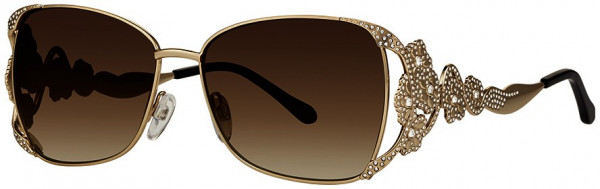 Caviar Caviar 5630 Sunglasses, (21) Gold w/ Clear Crystals w/ Flower Accents w/ Brown Lens