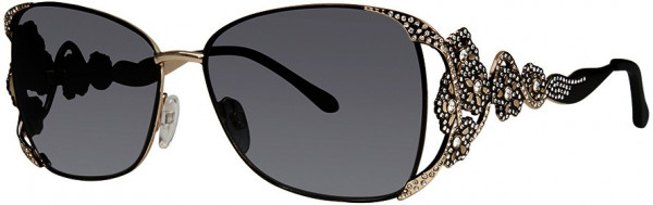 Caviar Caviar 5630 Sunglasses, (24) Gold/Black w/ Clear Crystals w/ Flower Accents w/ Grey Lens