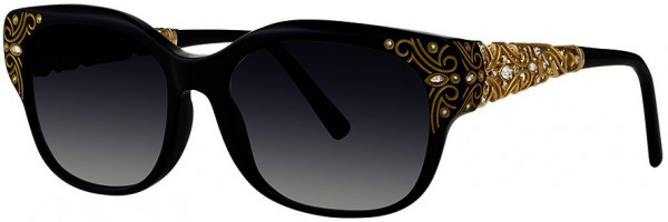 Caviar Caviar 6858 Sunglasses, (21) Black/Gold w/ Clear Crystals w/ Grey Lens