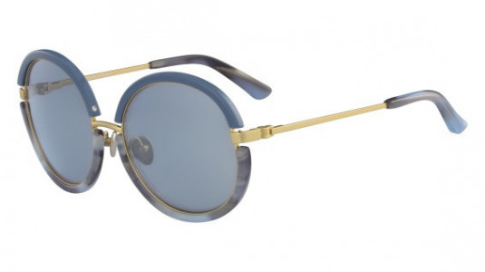 Calvin Klein CK8056S Sunglasses, (434) BLUE/LIGHT BLUE HORN
