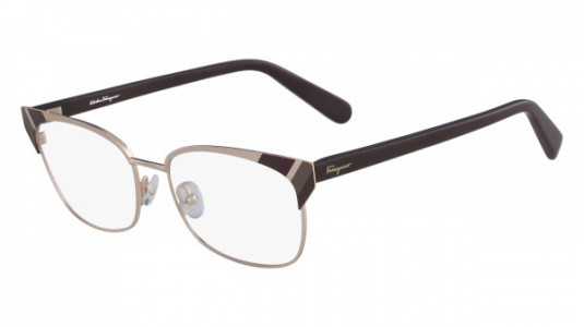 Ferragamo SF2160 Eyeglasses, (780) ROSE GOLD/BORDEAUX