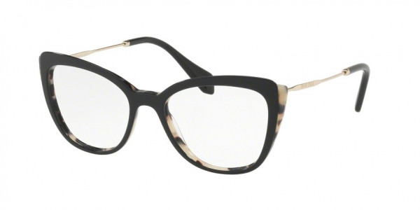 Miu Miu MU 02QVA Eyeglasses, ROK1O1 WHITE HAVANA/TOP BLACK (BLACK)