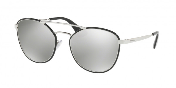 Prada PR 63TS Sunglasses, 1AB2B0 BLACK LIGHT GREY MIRROR SILVER (BLACK)