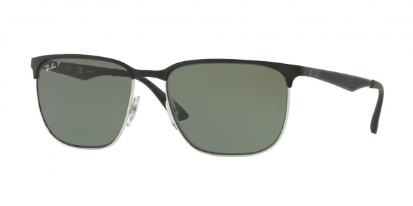 Ray-Ban RB3569 Sunglasses, 90049A BLACK ON SILVER GREEN (BLACK)