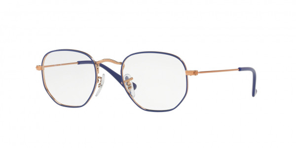 Ray-Ban Junior RY9541V JUNIOR HEXAGONAL Eyeglasses, 4063 BLUE ON COPPER (BLUE)
