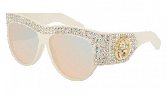 Gucci GG0144S Sunglasses, 004 - WHITE with TRANSPARENT lenses