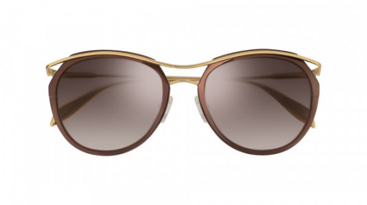 Alexander McQueen AM0116S Sunglasses, 001 - BROWN with GOLD temples and GREY lenses