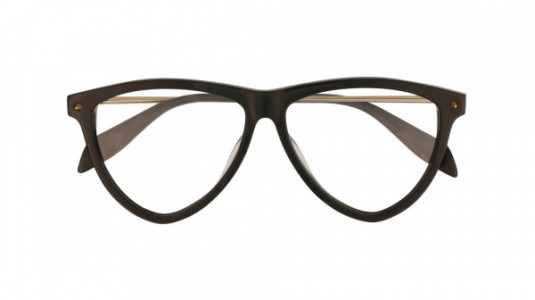 Alexander McQueen AM0105O Eyeglasses, 002 - BLACK with GOLD temples