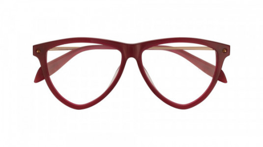 Alexander McQueen AM0105O Eyeglasses, 004 - BURGUNDY with GOLD temples