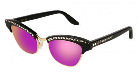Gucci GG0153S Sunglasses, 001 - BLACK with PINK lenses
