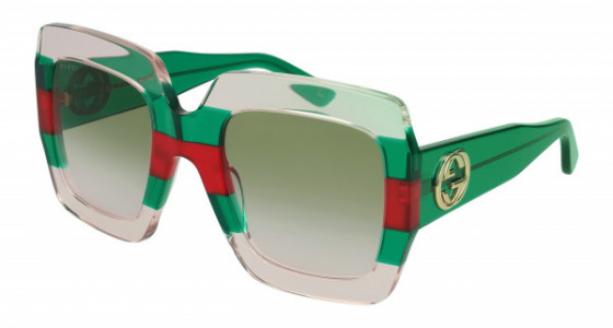 Gucci GG0178S Sunglasses, 001 - MULTICOLOR with GREEN temples and GREEN lenses