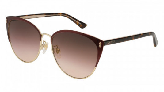 Gucci GG0197SK Sunglasses, 005 - BURGUNDY with HAVANA temples and BROWN lenses