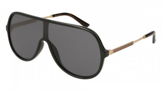Gucci GG0199S Sunglasses, 001 - BLACK with GOLD temples and GREY lenses
