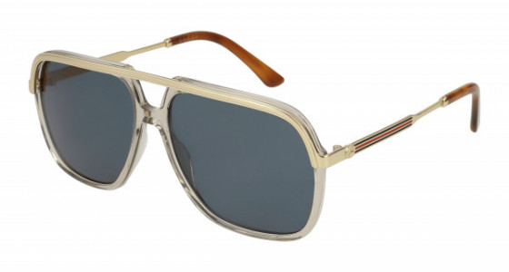Gucci GG0200S Sunglasses, 004 - BROWN with GOLD temples and BLUE lenses