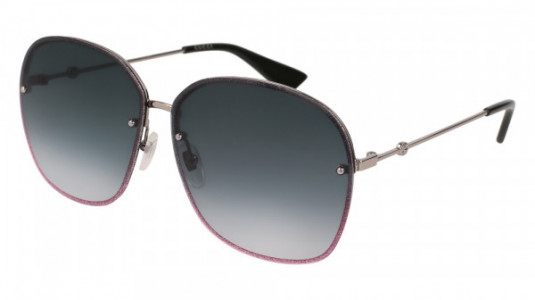 Gucci GG0228S Sunglasses, 004 - RUTHENIUM with GREY lenses
