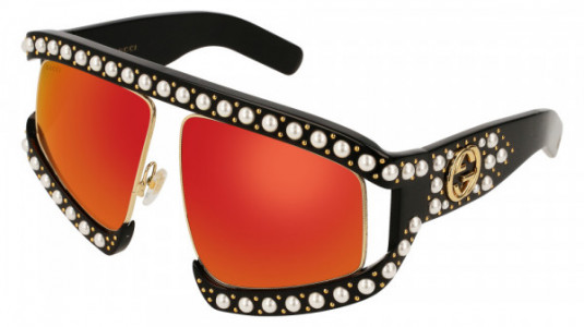 Gucci GG0234S Sunglasses, 002 - BLACK with RED lenses