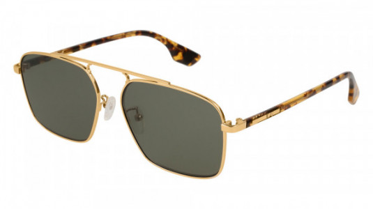 McQ MQ0094S Sunglasses, 005 - GOLD with HAVANA temples and GREEN lenses