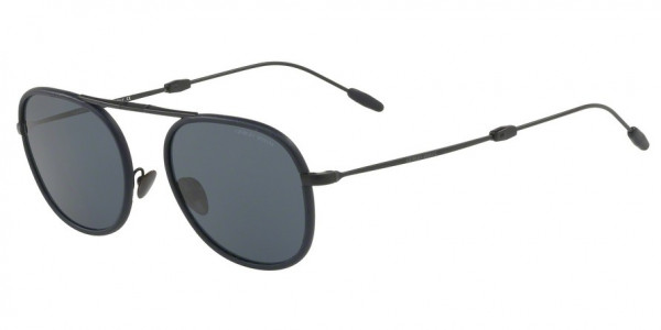 Giorgio Armani AR6064Q Sunglasses, 300187 MATTE BLACK/DARK BLUE (BLACK)