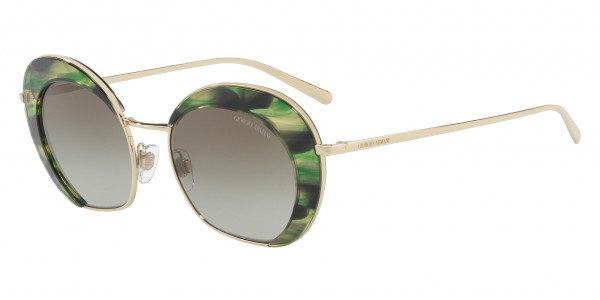 Giorgio Armani AR6067 Sunglasses, 30138E PALE GOLD/STRIPED GREEN GREEN (GOLD)