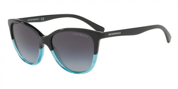 Emporio Armani EA4110F Sunglasses, 56328G BLACK/AZURE (BLUE)