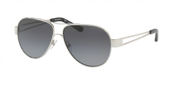 Tory Burch TY6060 Sunglasses, 3161T3 SILVER GREY GRADIENT POLARIZED (SILVER)