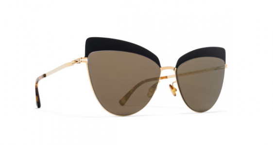 Mykita SVEA Sunglasses, GOLD/BLACK - LENS: BRILLIANT GREY SOLID