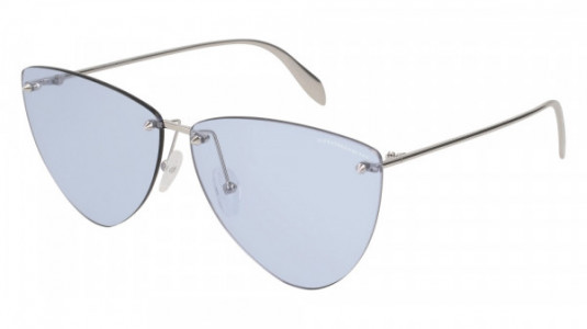Alexander McQueen AM0103S Sunglasses, SILVER with LIGHT BLUE lenses