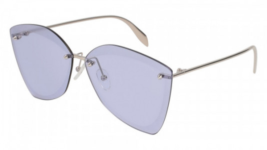 Alexander McQueen AM0119SA Sunglasses, SILVER with VIOLET lenses
